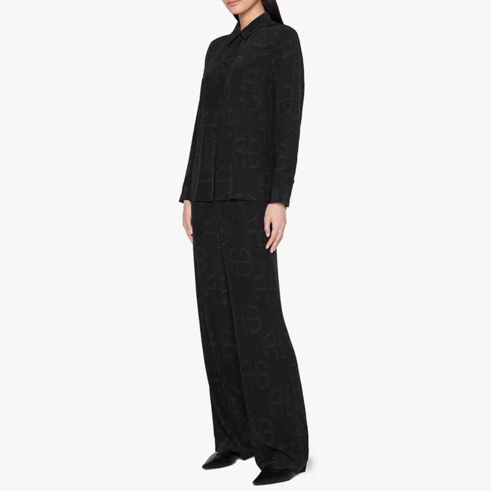 Anine Bing Owen Pants in Black Monogram